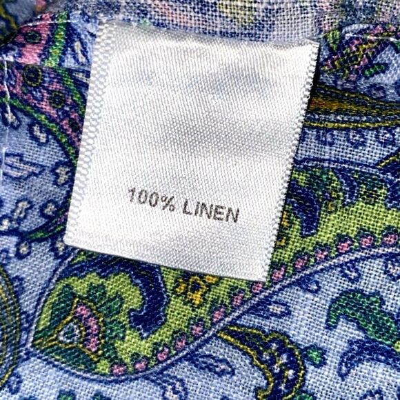 Michael's 100% Linen Paisley Jellyfish Rainbow Long Sleeve  XL MADE IN USA - Picture 8 of 10